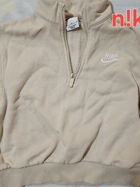 Nike Beige Half-Zip Pullover with White Swoosh